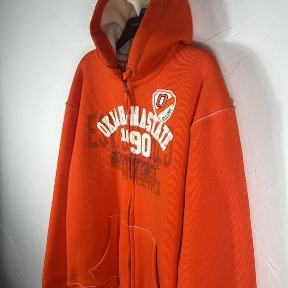 🏈🏀 Vintage OKLAHOMA STATE COWBOYS Zip Up Sherpa Lined Hoodie Jacket - L - EUC - Picture 5 of 12